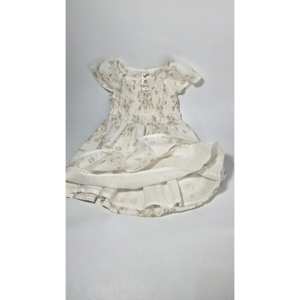 100% Cotton‎ Oshkosh Baby Girl Size 18M Cap Sleeve Floral Cream Dress Lined - Picture 4 of 6